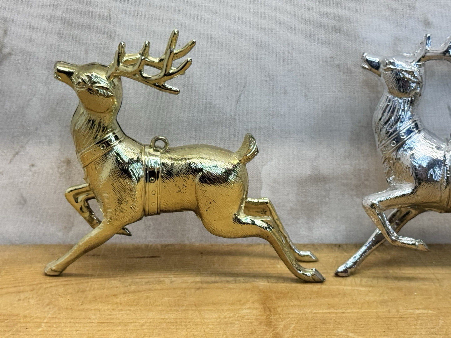 Three Vintage Plastic Reindeer Christmas #1056
