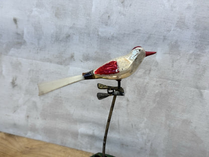 Antique Glass Clip On Bird Ornament  #1490