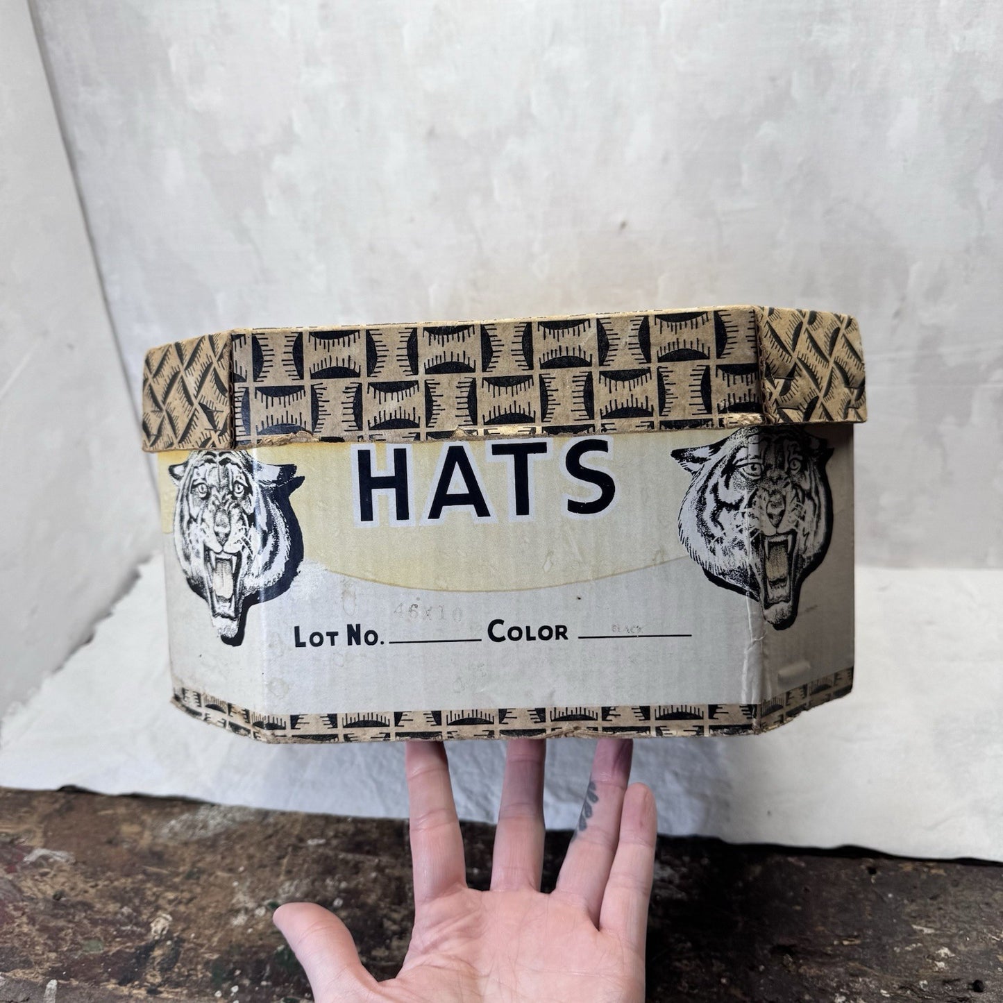 Vintage Heavy Cardboard Hat Box Container 