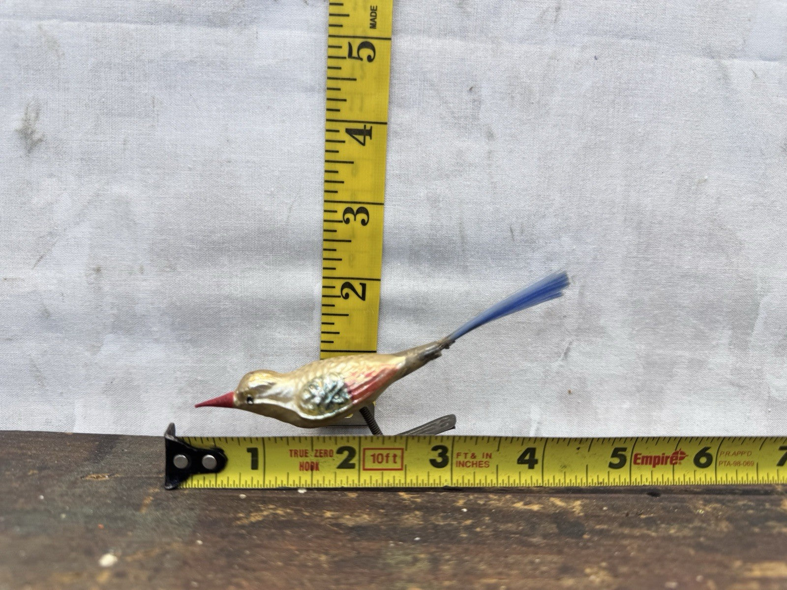 Antique Glass Bird Clip On Ornament #1488
