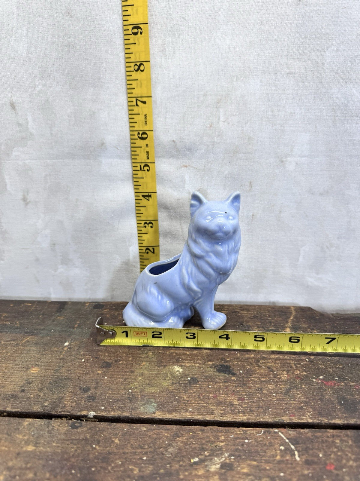 Blue Cat Pottery Planter Vintage 