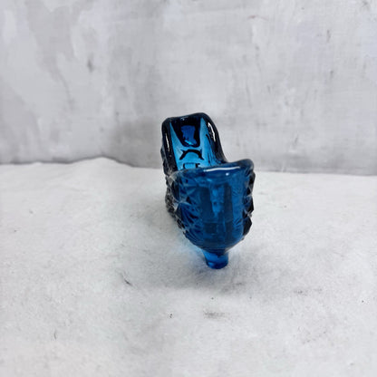 Teal Blue Antique Glass Daisy Pattern Shoe Vintage