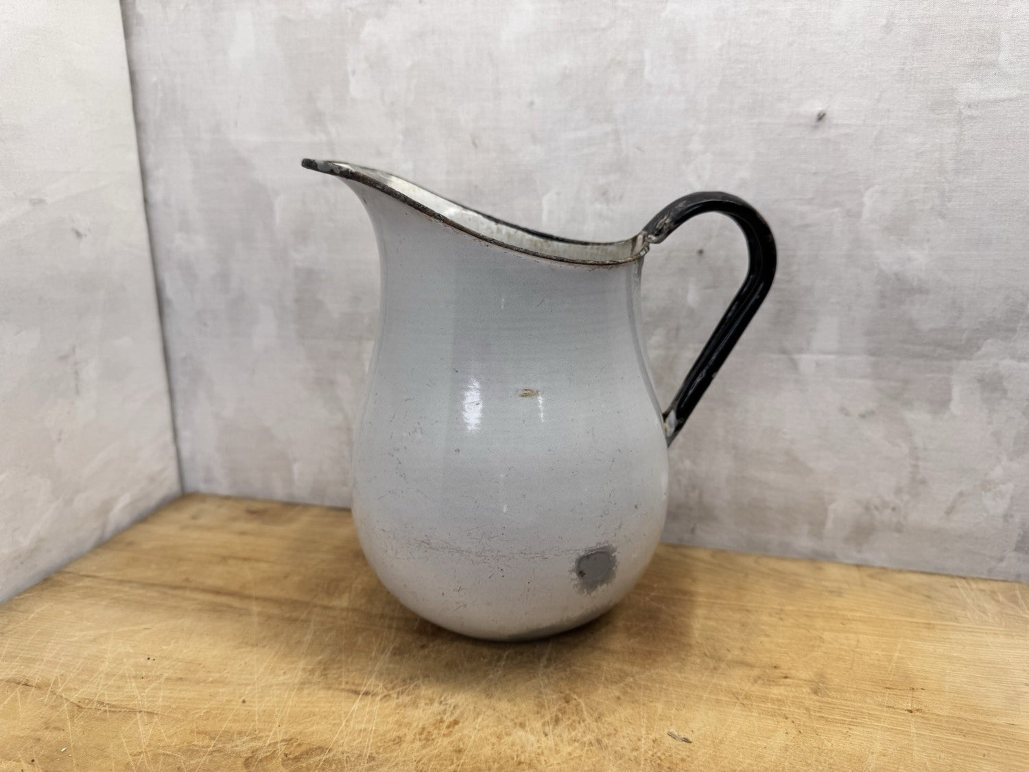 White Enamel Pitcher Antique #1360
