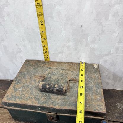 Green Rustic Metal Box Vintage Small