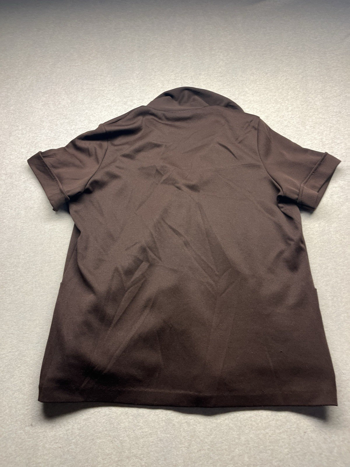 1970-80s Women’s Brown Knit W/pockets Button Up S Sleeve 