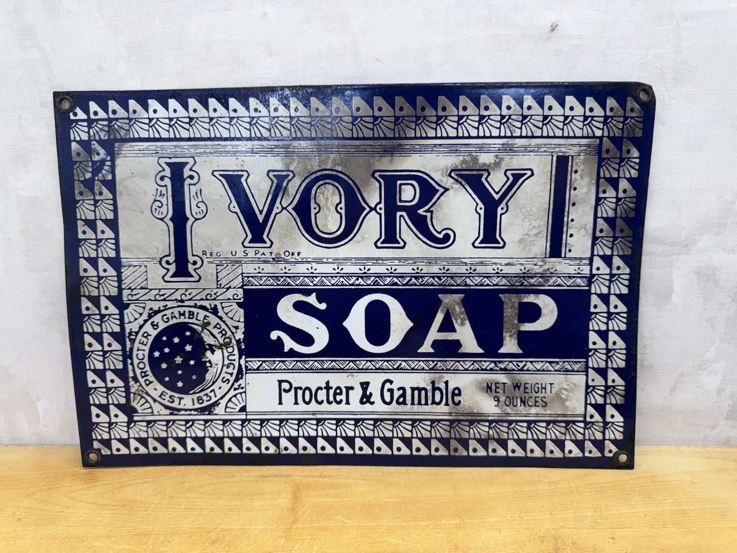 Antique Porcelain Ivory Soap Sign #1020