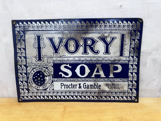 Antique Porcelain Ivory Soap Sign #1020