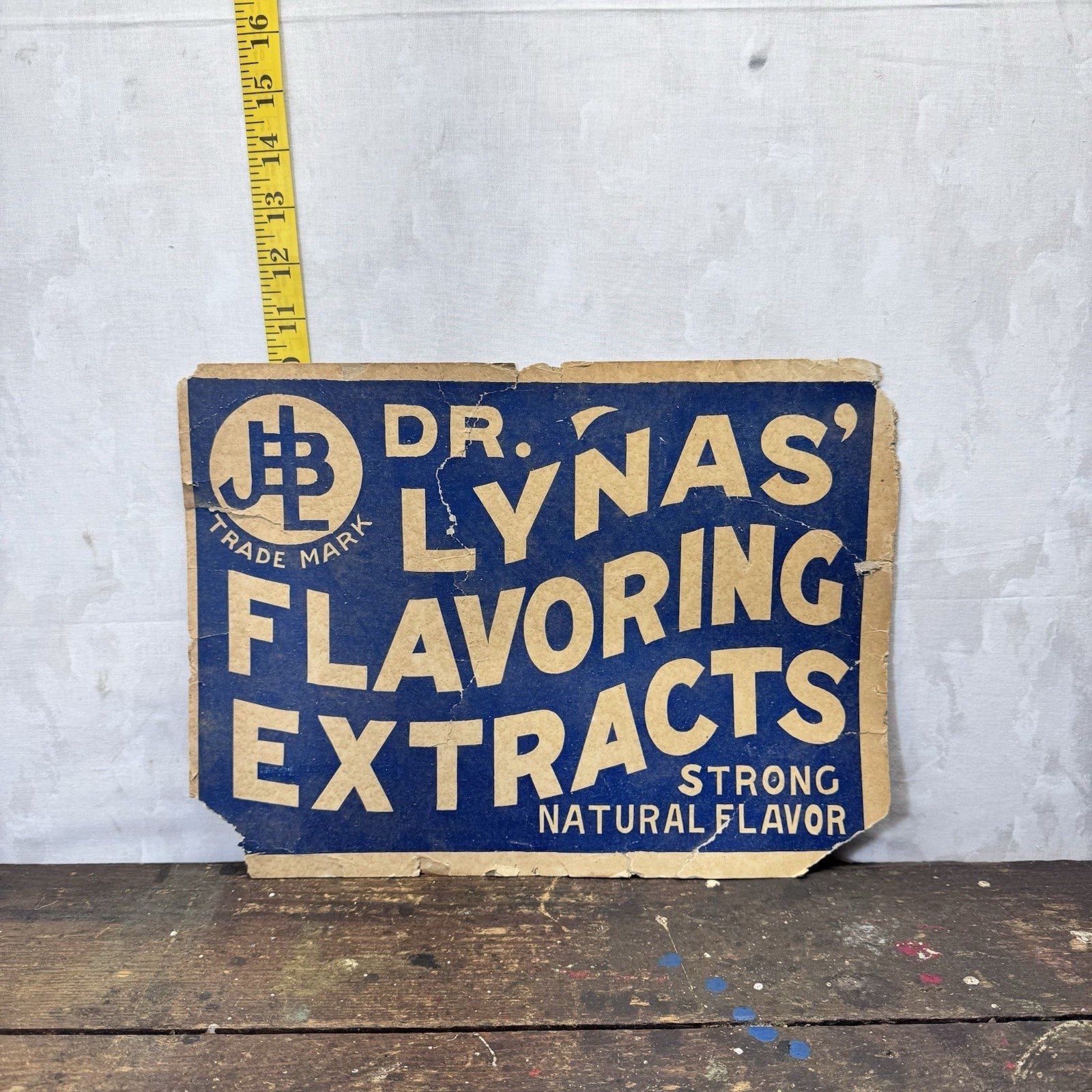 Dr Lynas Flavoring Extracts Heavy Cardboard Vintage Sign Flawed