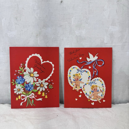 Two Vintage Valentines Day Paper Cards