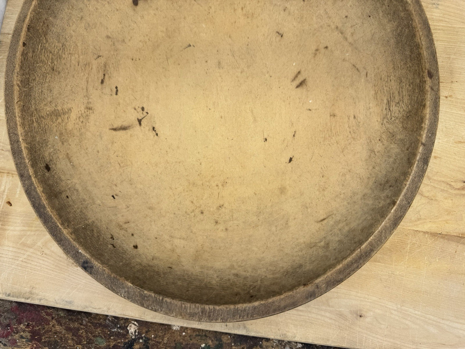 Antique Early Wooden Dough Bowl #S-1532