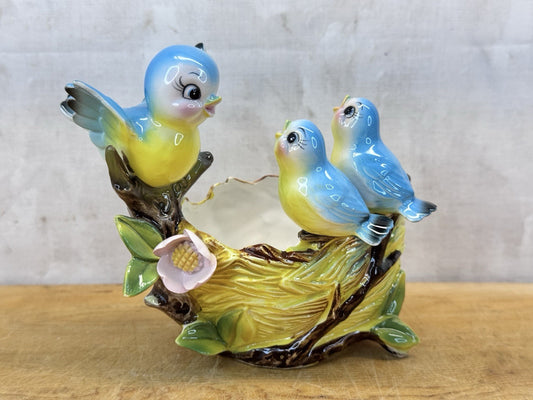 Norcrest Three Bluebirds On A Nest Excellent Condition #1083