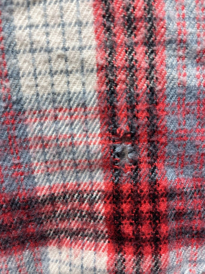 1970s, 80s Boys Red & Grey Heavy Flannel L Sleeve Shirt