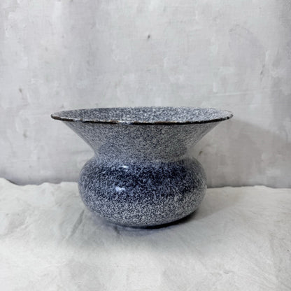 Grey White Enamel Spittoon Vintage