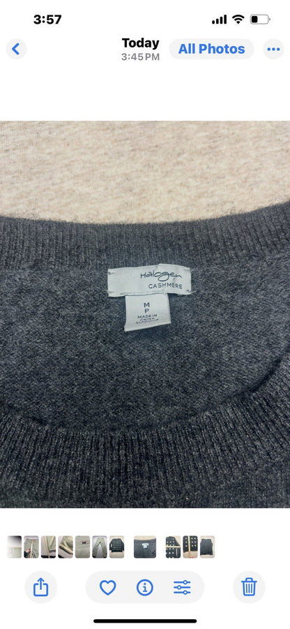 Haloger Women’s Cashmere Medium Petite Grey Sweater