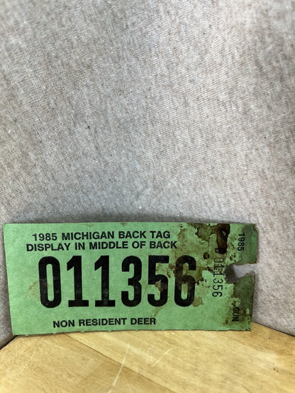 Michigan 1985 Non Resident Deer Back Tag (011356)