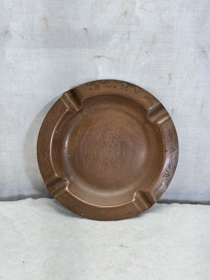 Thunderbird Copper Ashtray Navajo Old Pawn Stamp Hammered Vintage Fred Harvey