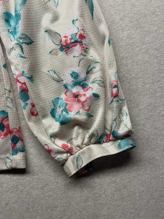 1970s, 80s Women’s L Sleeve Floral Print Knit Top