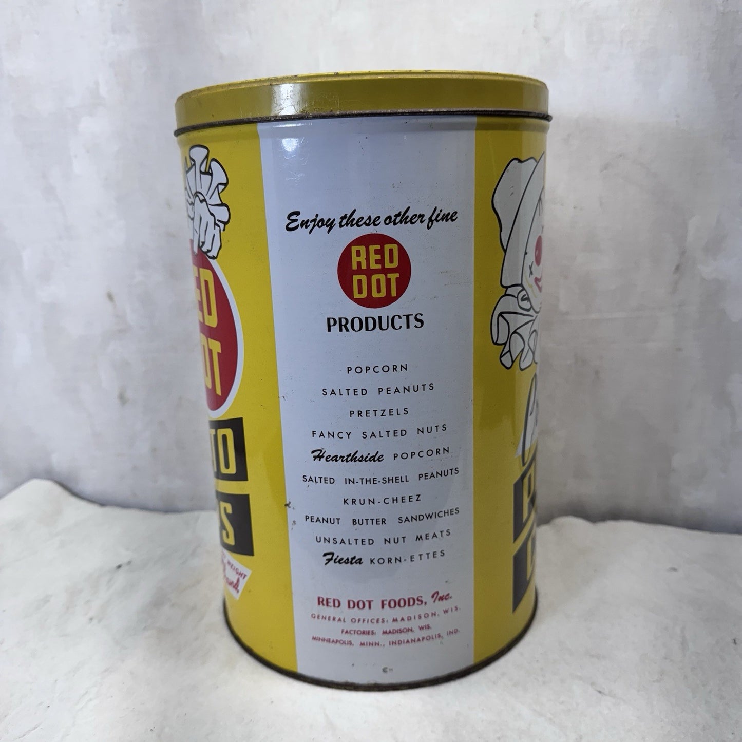 Red Dot Potatoes Chips Yellow Tin Empty Vintage 