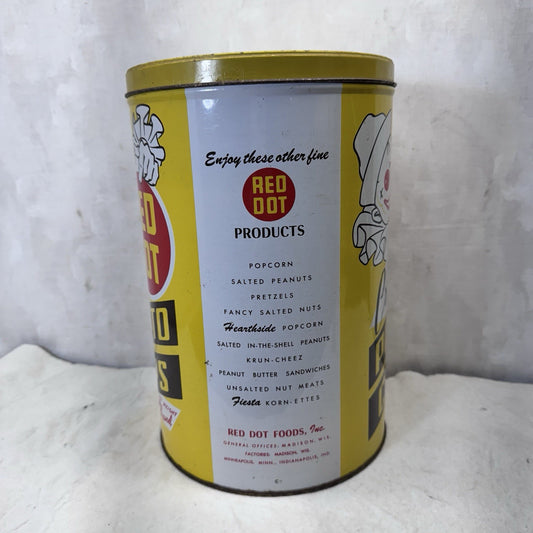 Red Dot Potatoes Chips Yellow Tin Empty Vintage 