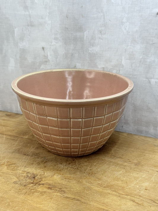 1940's Robinson Ransbottom Pottery Roseville Pastel Pink Glazed Mixing Bowl 1199