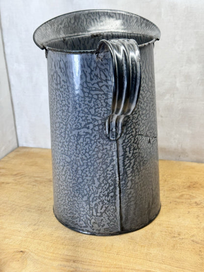 Grey Swirl Splatter Enamelware One Gal Pitcher Vintage #S-1871