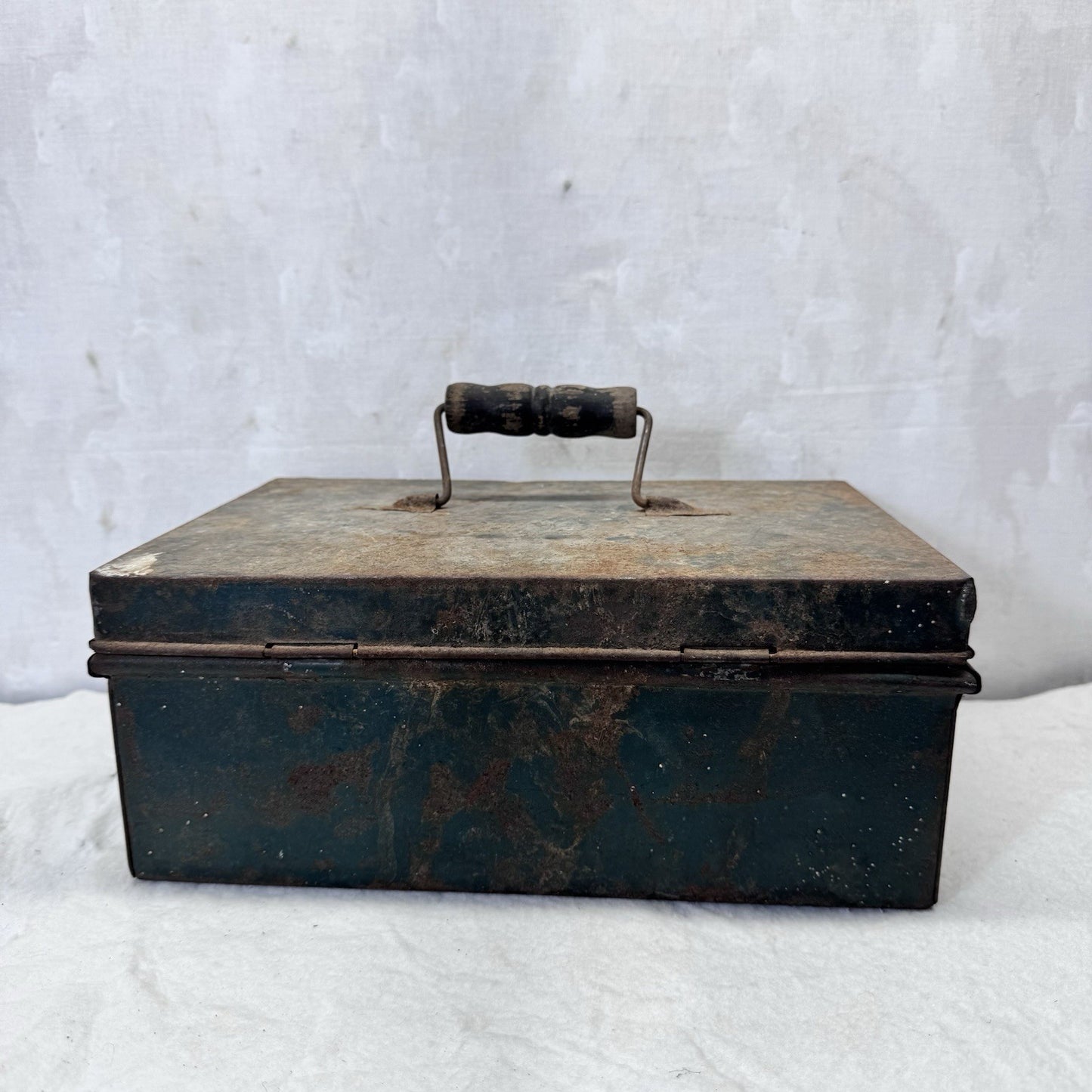 Green Rustic Metal Box Vintage Small