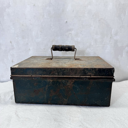 Green Rustic Metal Box Vintage Small