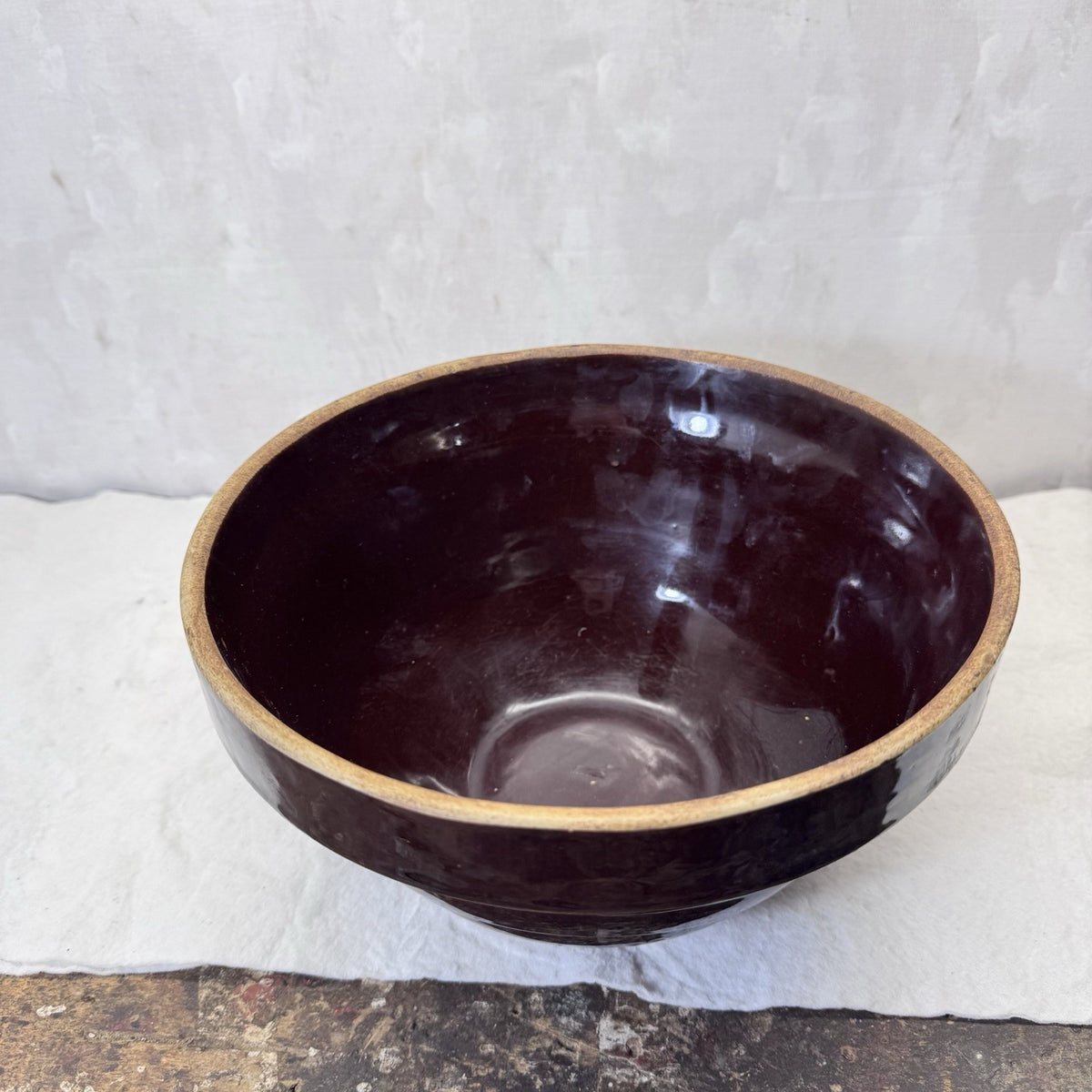 Brown Stoneware Kitchen Bowl Vintage
