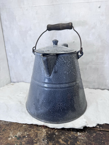 Medium Gray Swirl Enamelware Coffee Pot Vintage  #S-1836