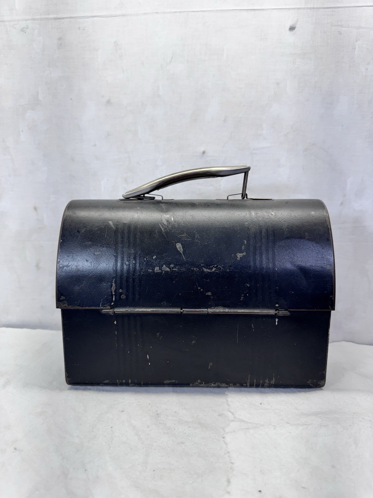 Tin Work Lunch Box Black Vintage Dome Top