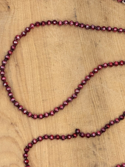 Red Antiqued Glass Beaded Garland 9 Ft #1212