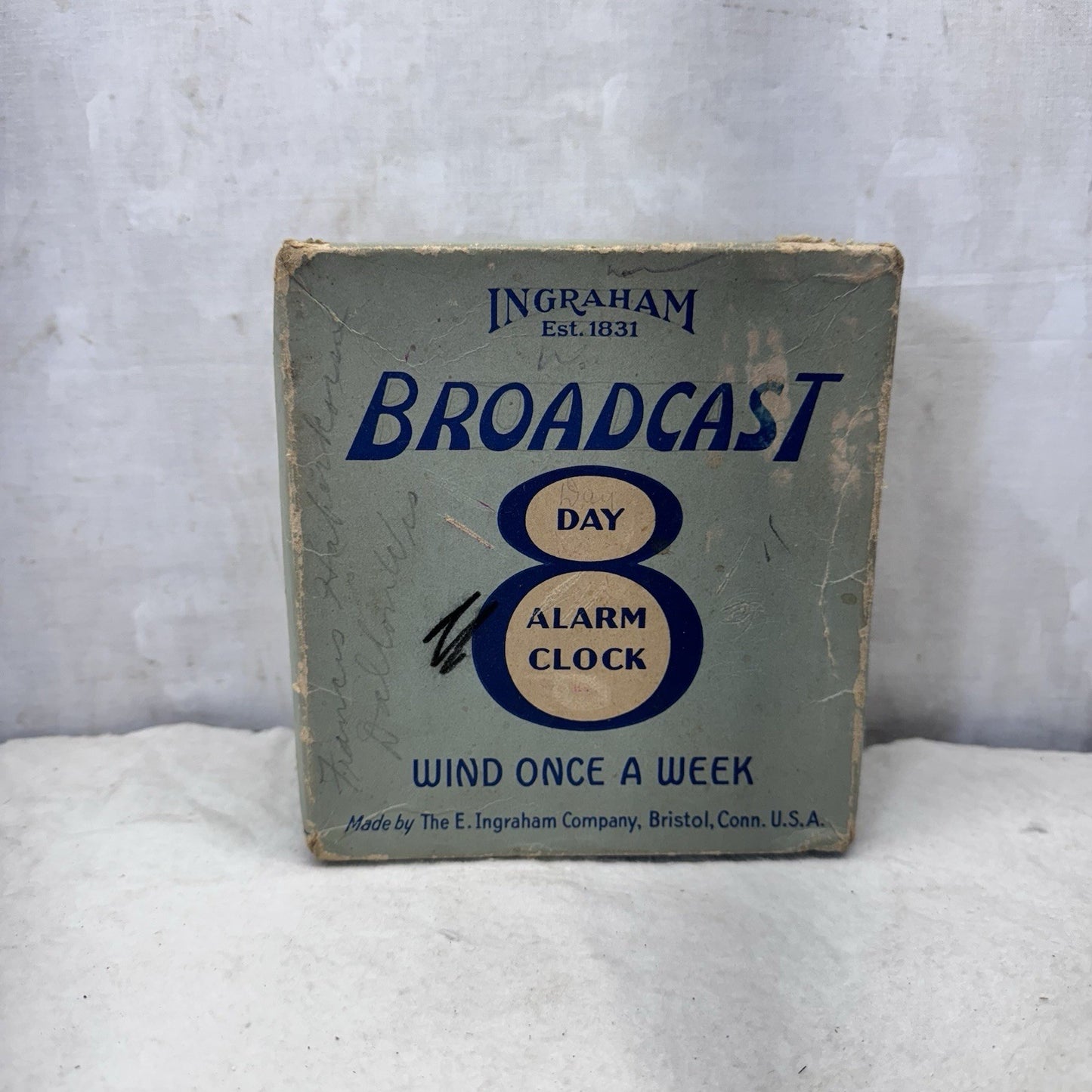 Ingraham Broadcast Day Alarm Clock Vintage Empty Box 