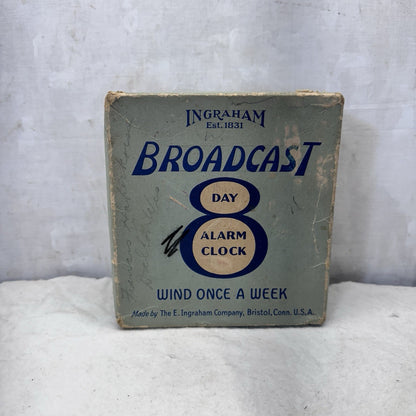 Ingraham Broadcast Day Alarm Clock Vintage Empty Box 