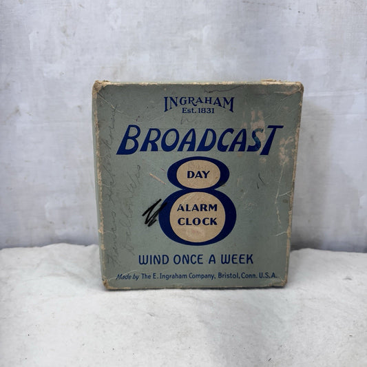 Ingraham Broadcast Day Alarm Clock Vintage Empty Box 