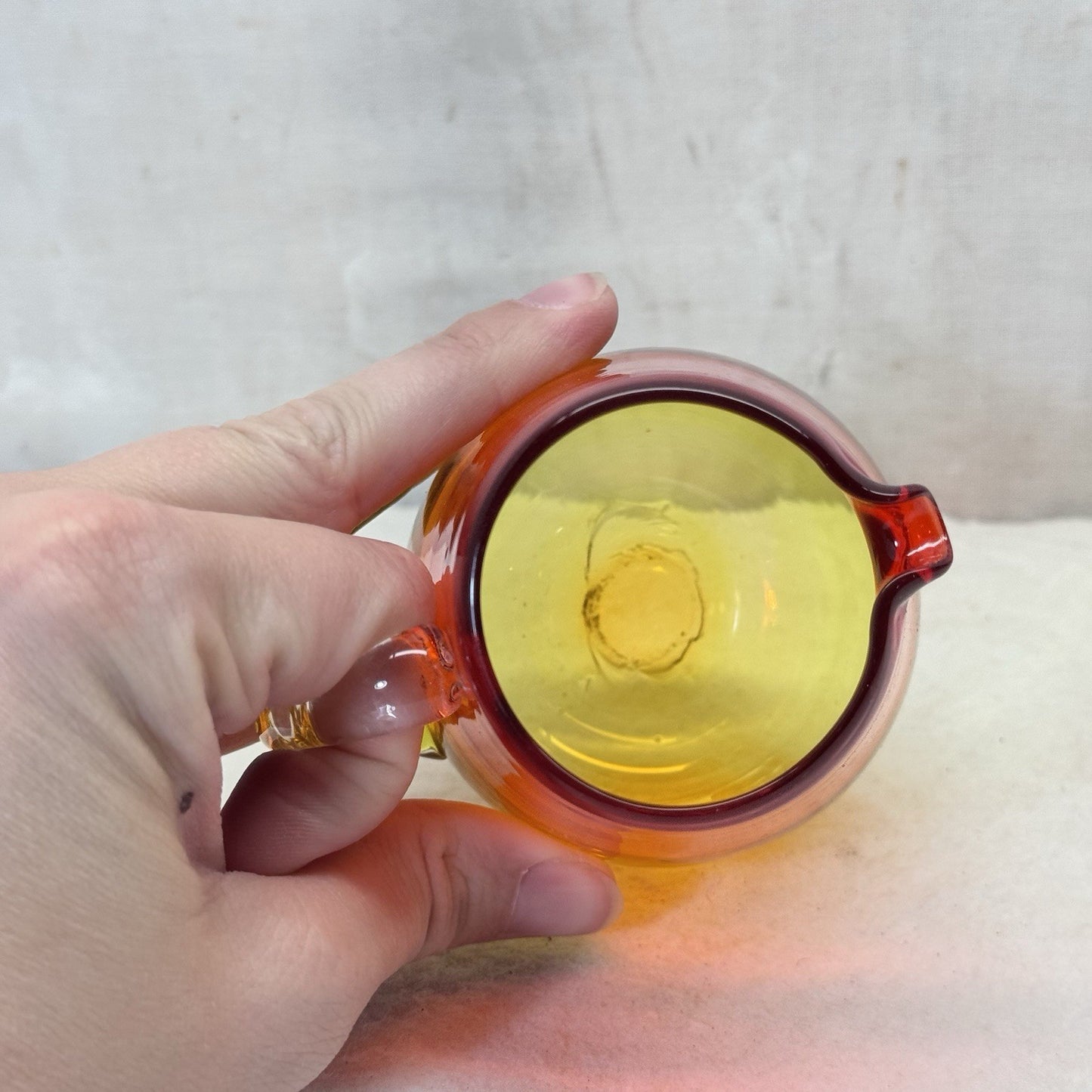 Amberina Glass Creamer Small Pitcher Vintage 