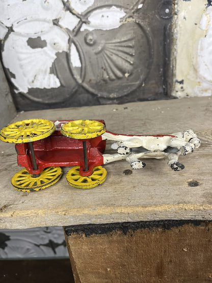 Antique Vintage Cast iron Toy Horse And Wagon,collectible 