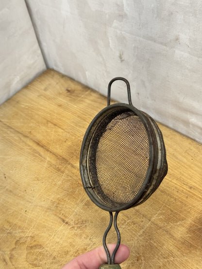 Handheld Handle Mini Green Strainer Vtg #S-1417