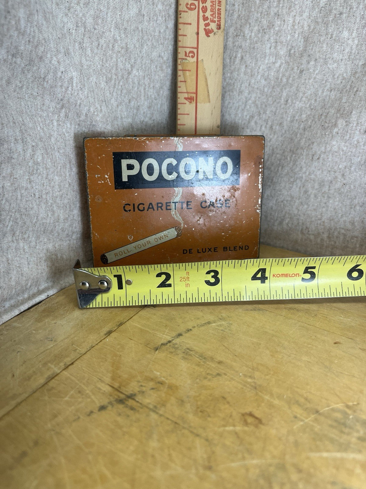 Vintage POCONO CIGARETTE CASE DE LUXE BLEND - ROLL YOUR OWN Tin