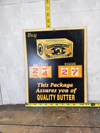 Vintage General Store Display Cardboard Sign Advertisement Butter Eggs