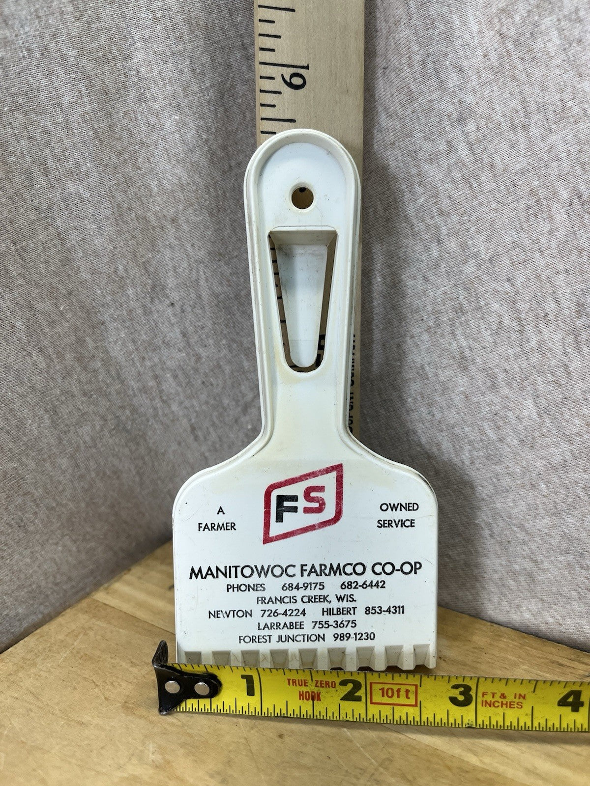 Manitowoc Farm Co-op Ad Ice Scraper Vintage