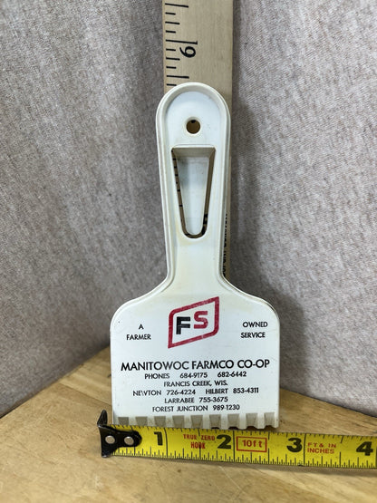 Manitowoc Farm Co-op Ad Ice Scraper Vintage