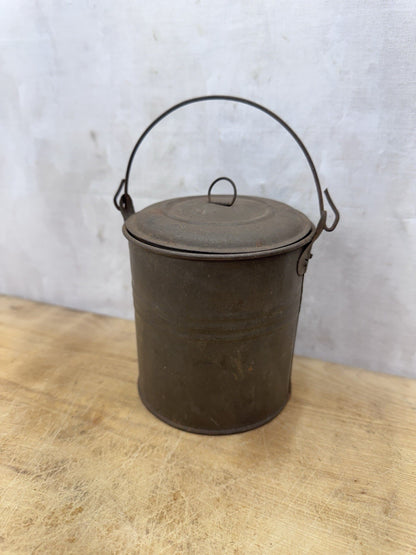 Small Metal Berry Bucket With Lid Vtg #S-1533