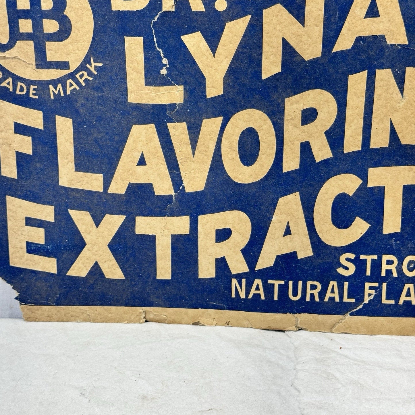Dr Lynas Flavoring Extracts Heavy Cardboard Vintage Sign Flawed
