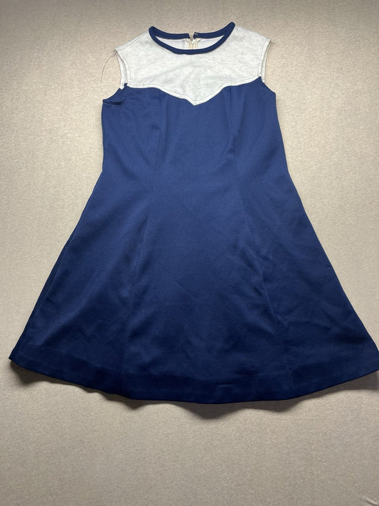 1970s, 80s Women’s Blue And White Sleeveless Dress