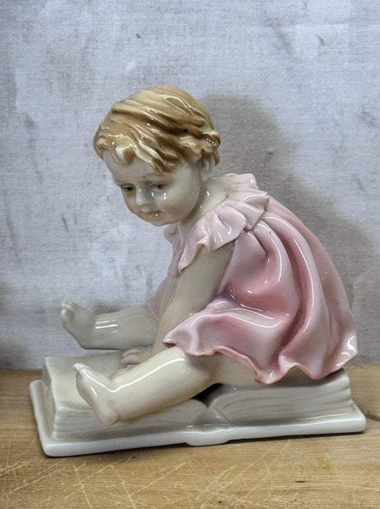 Rare Karl Ens Volkstedt Porcelain Figurine Girl Pink Dress Vtg #S-1849