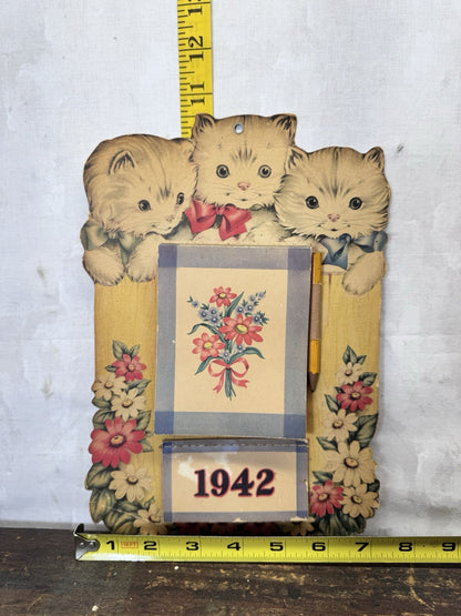 1942 Paper Calendar Notebook Kitten 