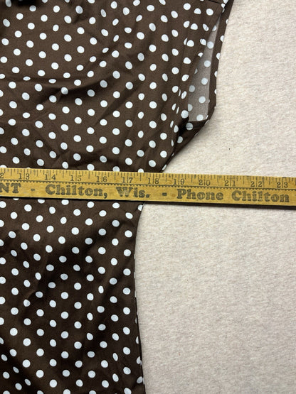 1960-70s Women’s Brown Knit Polka  Dot S Sleeve Top