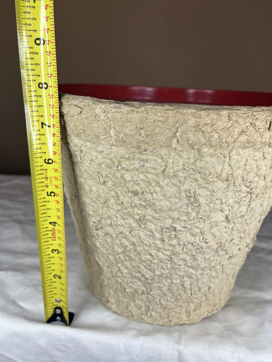 Vintage Paper Mache Minnow Bucket W/Meral Cover, Man cave Collectible 