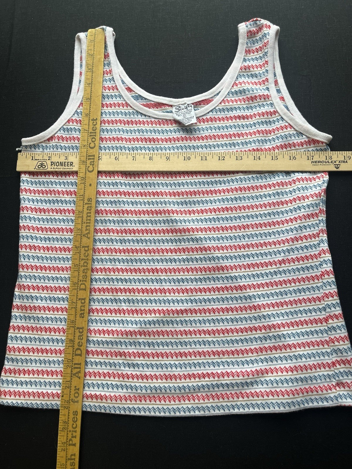 1980s Red White Blue Women’s Society Sleeveless Knit Shirt