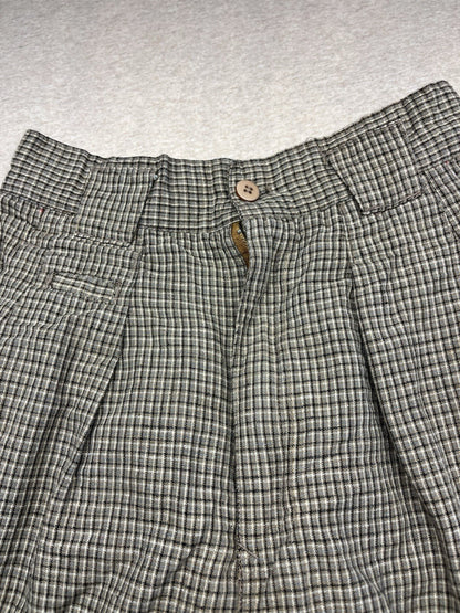1990s Women’s Brown Plaid Cotton Pants